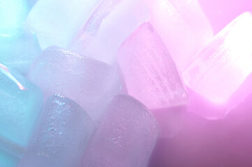 Colorful transparent clean ice cubes