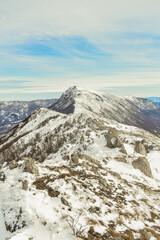 view on the peak of the mountain range