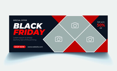 Black Friday Sale Facebook Page Cover Template Design