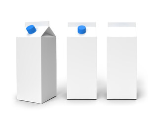 Juice or milk blank packaging 3d isolated mockup.