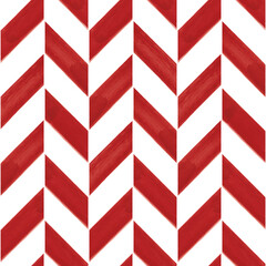 Vector painted red striped chevrons seamless pattern