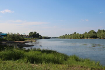 river Bank with a Bay for relaxing by the lake in summer
