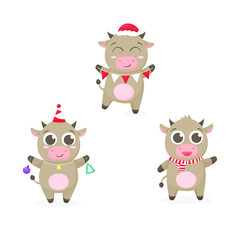 New year illustration symbol of the year of the bull 2021 is designed for wrapping, fabric, textile, print and postcards