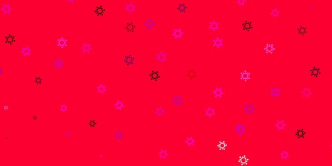 Light purple, pink vector backdrop with virus symbols.