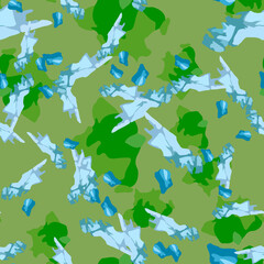 Forest camouflage of various shades of green and blue colors