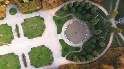 Estensi gardens of varese photographed from above with a drone