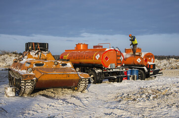 Gas field. Deforestation. Base of shift workers.