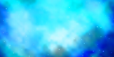 Dark BLUE vector background with small and big stars.