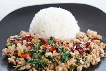 Stir Fried Basil on Rice