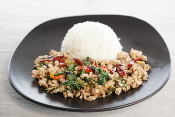 Stir Fried Basil on Rice