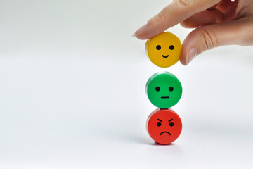 A variety of emotions: joy, serenity, anger on the colored cubes