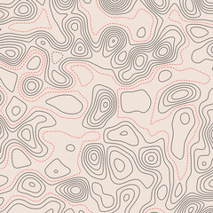 Retro topographic map. Geographic contour map. Abstract outline grid, vector illustration.