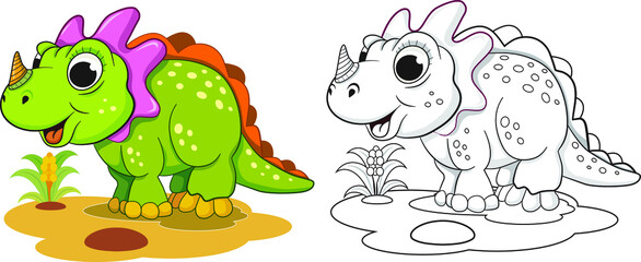 Funny dinosaur coloring book for kids