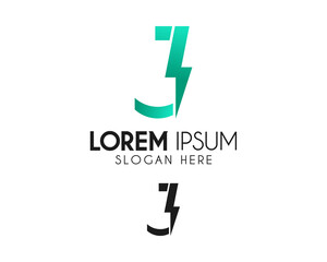 J letter logo design with lightning. Modern logo suitable for your business company or corporate identity