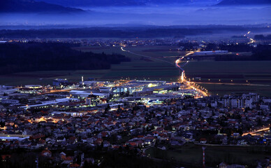 Polluted environment, city town.