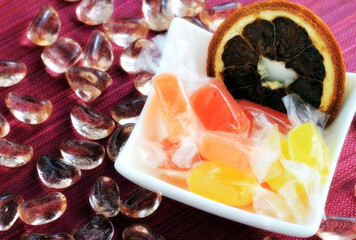 Fruits, dried fruits on a table.