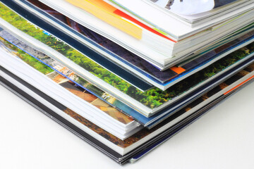 Close up of pages of magazines.