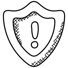 
A doodle showing an exclamation sign under shield depicting danger
