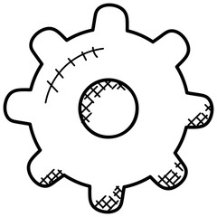 
A cogwheel with teeth describing gear
