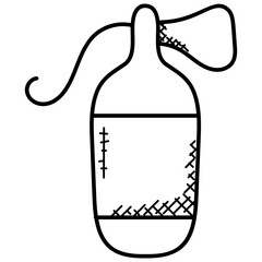 
A bottle with spray button and some liquid depicting extinguisher
