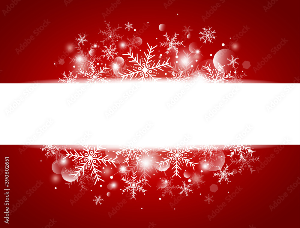 Wall mural christmas background concept design of white snowflake and bokeh with copy space vector illustration