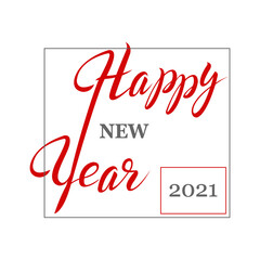 Happy new year hand lettering calligraphy isolated on white background.