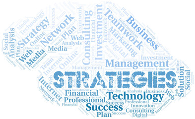 Obraz premium Strategies word cloud create with text only.