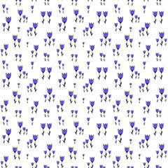 seamless pattern design blue flowers on white background