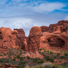 Fototapeta premium Parade of Elephants, Arches National Park, Grand County, Utah, Usa, America