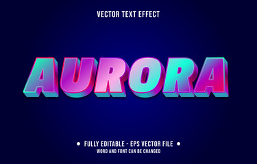Obraz premium Editable text effect - aurora purple and cyan color modern gradient style