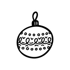 Christmas toy outline hand drawn logo element. Christmas toys hand drawn icon. Modern simple style. Vector illustration isolated on white background.