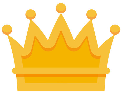 Golden king crown. Beautiful royal symbol in cartoon style.