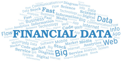 Fototapeta premium Financial Data vector word cloud, made with text only.