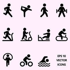 set of icons fo sport zone and training rooms