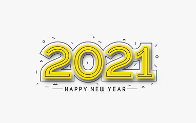 Happy New Year 2021 Text Typography Design Patter, Vector illustration.