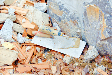 Waste, trash on a construction site.