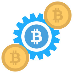

Bitcoin with outward nodes is a cryptocurrency flat design icon 
