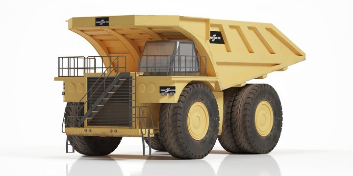 Mining Dumper On White Background. Land Truck, Heavy Truck. 3d Render