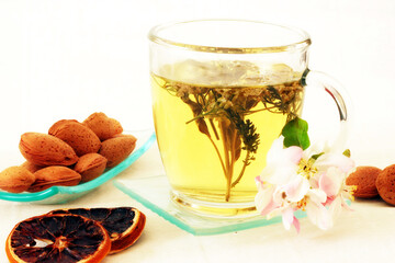 Healthy herbal drink in a bowl of glass.