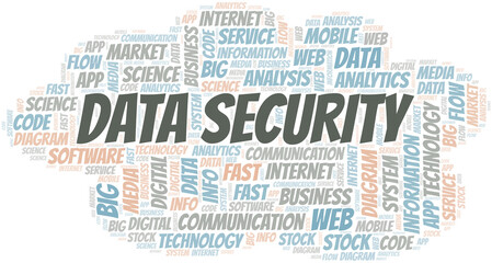 Data Security vector word cloud, made with text only.