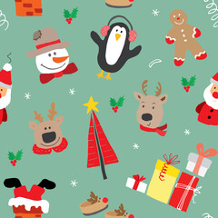 New Year and Christmas seamless pattern, hand drawn doodles Seamless Pattern. Background Vector Illustration