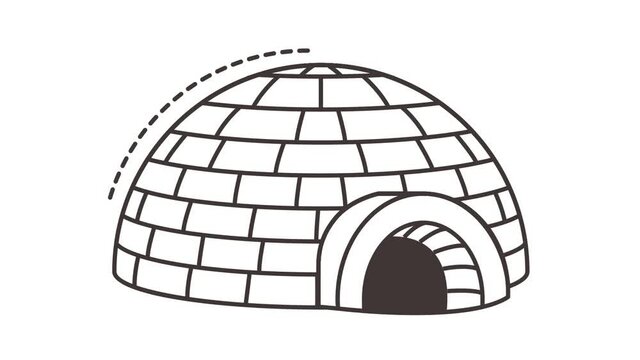Igloo eskimo icon animation. Motion set of best icons and then each objects is shown separately