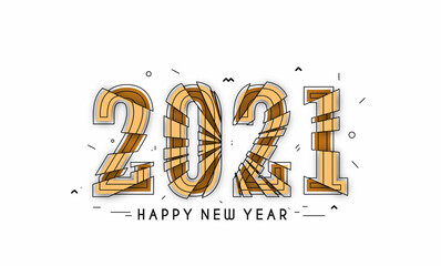 Happy New Year 2021 Text Typography Design Patter, Vector illustration.