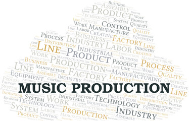 Music Production word cloud create with text only.