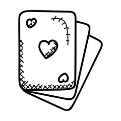 
Multiple cards with heart shape design doodle showing the poker cards.
