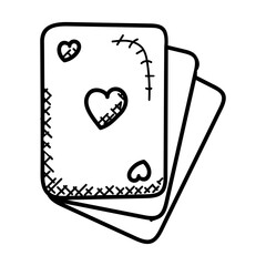 
Multiple cards with heart shape design doodle showing the poker cards.
