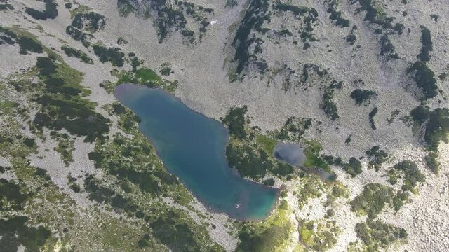 Aerial view of The Long lake, Pirin Mountain, Bulgaria
