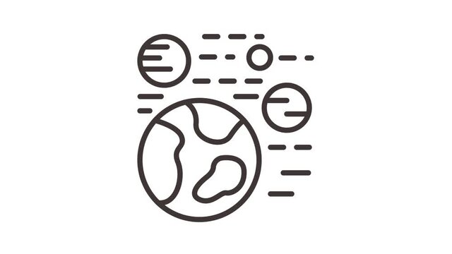 Planets icon animation. Motion set of best icons and then each objects is shown separately