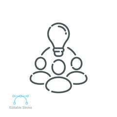 Collaboration idea icon. Forum group  discussion for solution, innovation meeting, communication partner. Line pictogram style. Editable stroke. Vector illustration. Design on white background EPS 10