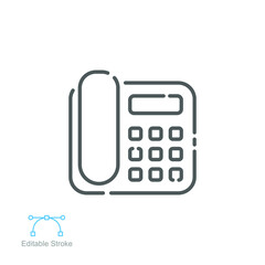 Intercom telephone icon. IP phones. Telephone call supply with fax for smart house communication. outline, line style pictogram. Editable stroke. Vector illustration. Design on white background EPS 10